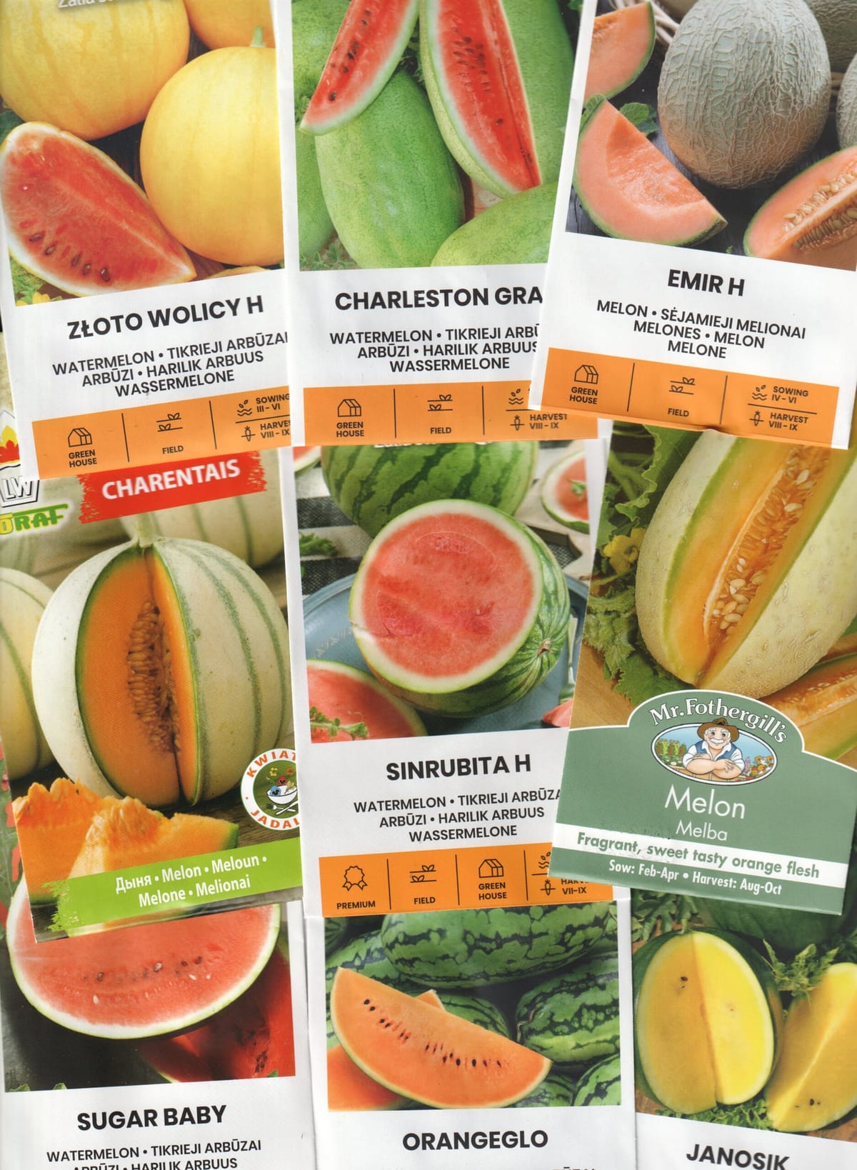 Kinkekomplekt arbuusi ja melonisõbrale - 9 pakki erinevaid arbuusi- ja meloniseemneid ja kinkekott!