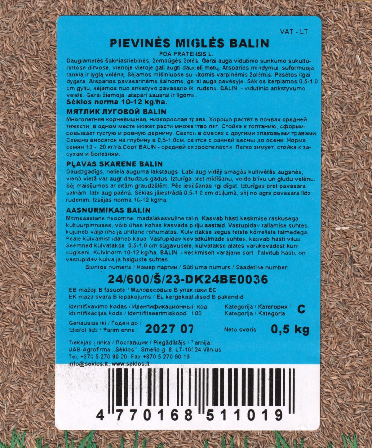 Aasnurmikas "Balin" 0,5kg