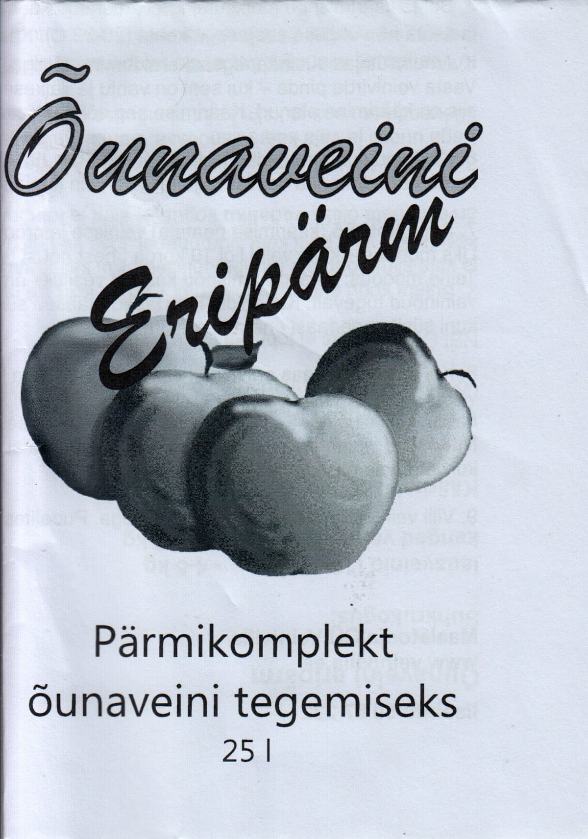 Õunaveini valmistamise retseptpakk