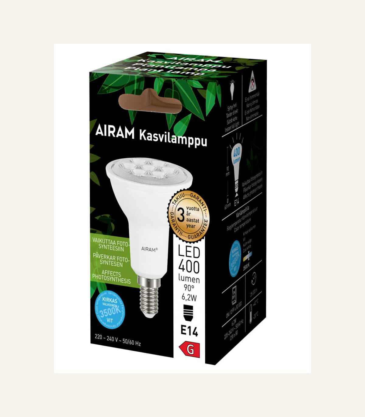 Taimelamp (pirn) Airam LED 6W, 400lm, sokkel E 14