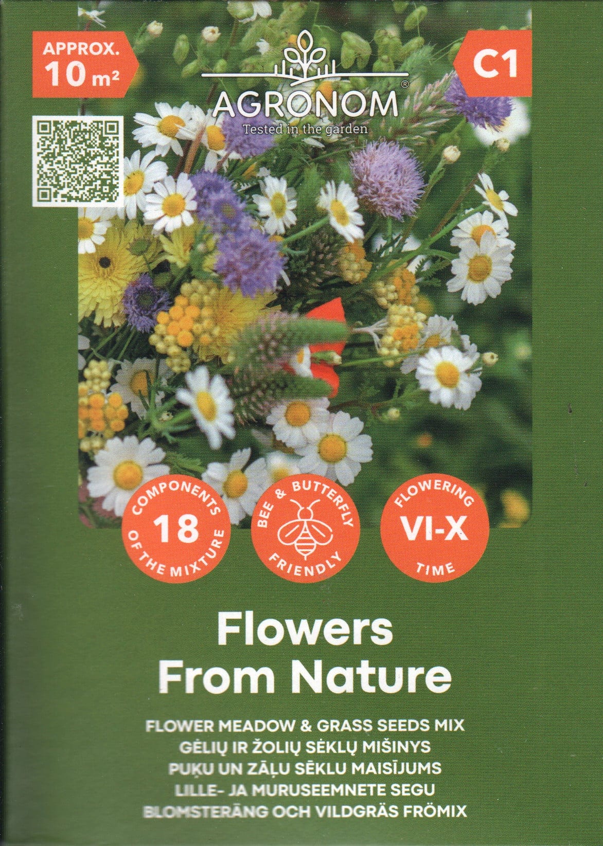 Lillemuru üheaastastest suvelilledest ja heintaimedest / Lille-ja muruseemnete segu "Flowers From Nature"